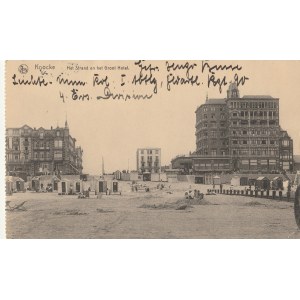 KNOCKE SUR MER. Knocke / Het Strand en het Groot Hotel, wyd. ok. 1916; cz.-b.