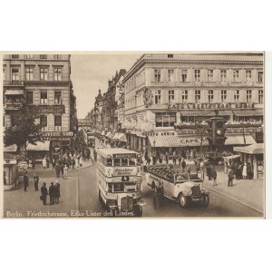 BERLIN. Berlin. Friedrichstrasse, Ecke Unter den Linden, wyd. przed 1918; cz.-b