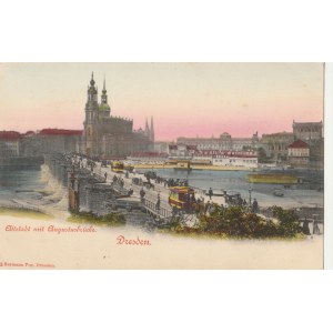 DREZNO. Altstadt mit Augustusbrücke. / Dresden, wyd. Hermann Poy, Drezno