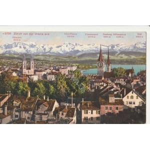 ZURYCH. Zürich von der Urania aus, wyd. Photoglob, Zurych, przed 1918; kolor.