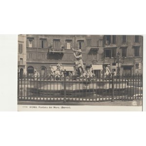 RZYM. 1838 ROMA. Fontana del Moro. (Bernini), wyd. N.P.G., przed 1939; cz.-b.