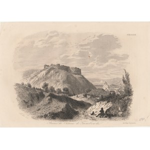 TREMBOWLA. Widok na zamek w Trembowli, ryt. Auguste François Alés (sygn