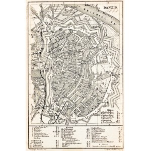 GDAŃSK. Plan Gdańska w 1878 r., pochodzi z: Baedeker, Karl, Mittel- und Nord