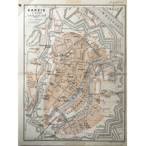 GDAŃSK. Plan Gdańska w 1892 r., pochodzi z: Baedeker, Karl, Mittel- und Nord