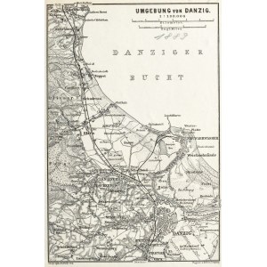 GDAŃSK. Schematyczny plan Gdańska w 1889 r. z mapą najbliższej okolicy (Sopot