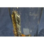 TORUŃ. Pokal szklany ze złoceniami, widok- kolor; st. bdb., wys.: ok. 180 mm
