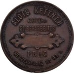 Praha - medaile Zemské jubilejní výstavy 1891, Alois Kettner - firemní adresní známka - 9-řádkový
