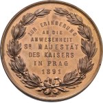 Praha - medaile Zemské jubilejní výstavy 1891, Christlbauer - návštěva Fr.Josefa v Praze - poprsí