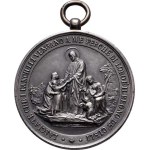 Církevní medaile - ostatní - nesignované, Kristus, dvě ženy a skupinka dětí, italský opis /