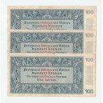 Protektorát Čechy a Morava, 1939 - 1945, 100 Koruna 1940 - 1.vyd., série 19A, 21A, 26A,