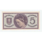 Slovenská republika, 1939 - 1945, 5 Koruna 1945, série D002, BHK.55a, He.60a.s1,