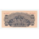 ČSR - Poukázky pro osvobozené území, 1944 - 1945, 20 Koruna 1944, série AK, BHK.58a1, He.63a.s1, na