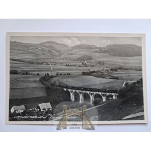Lewin Kłodzki, panorama, viaduc, train, vers 1940