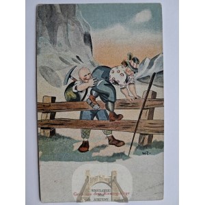 Krkonoše, Riesengebirge, humor, cca 1920