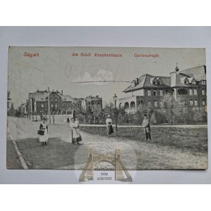 Żagań, Sagan, ulica Ogrodowa, mestská nemocnica, 1915