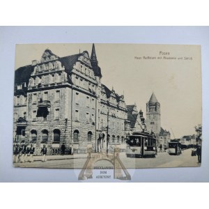 Poznan, Posen, street, castle, streetcar 1913