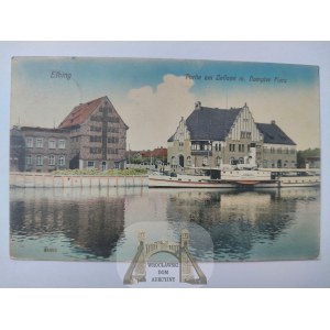 Elblag, Elbing, customs office, steamer 1912