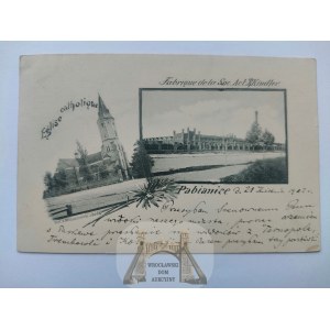 Pabianice, church, Kindler's factory, published by Wilkoszewski 1902