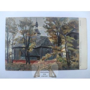 Roszoszyca near Sieradz, church, mal. Piekarski ca. 1910