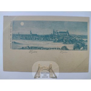 Cracovie, panorama, clair de lune vers 1900