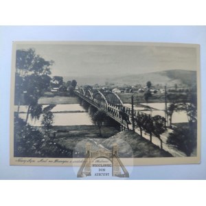 Nowy Sacz, bridge over the Dunajec River overlooking Chelmiec ca. 1930.