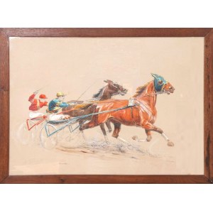 Eugene PÉCHAUBES (1890-1967), Courses de trot (Trot Racing), 1954.