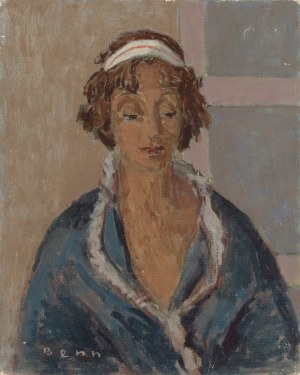 Benn Bencion Rabinowicz (1905 Białystok - 1989 Paryż), Portret kobiety z białą wstążką, 1960
