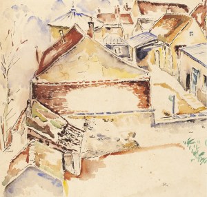 Maria Melania Mutermilch \ Mela Muter (1876 Warszawa - 1967 Paryż), Pejzaż miejski (recto) / Portret chłopca (verso), lata 20. XX w.