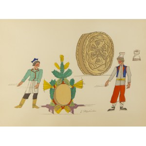 Zofia Stryjeńska (1891 Kraków - 1976 Geneva), Wedding cradle, sheet XXXIV from the portfolio 'Polish peasants costumes'