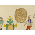 Zofia Stryjeńska (1891 Kraków - 1976 Geneva), Wedding cradle, sheet XXXIV from the portfolio 'Polish peasants costumes'