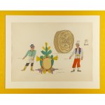 Zofia Stryjeńska (1891 Kraków - 1976 Geneva), Wedding cradle, sheet XXXIV from the portfolio 'Polish peasants costumes'