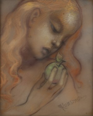 Maria Kuleszyna (1892 - 1971 ), Portret kobiety z jabłkiem
