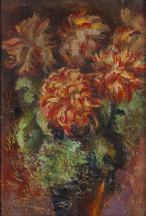 Stanisław Dąbrowski (1882 Albertyn - 1943 Warszawa), Chryzantemy (piwonie japońskie)