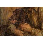 Stefan Just (1905 - 1977 ), Self-portrait with a dog, 1950
