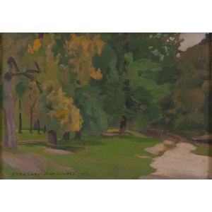 Stanisław Czajkowski (1878 Warszawa - 1954 Sandomierz), Widok na park, 1950