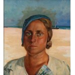 Marian Mróz (1908 Dąbrówka Tuchowska - 1967 ), Portret kobiety na tle wybrzeża, 1935