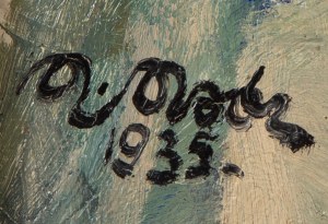 Marian Mróz (1908 Dąbrówka Tuchowska - 1967 ), Portret kobiety na tle wybrzeża, 1935