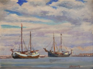Stanisław Żurawski (1889 Krosno - 1976 Kraków), Żaglowce w porcie