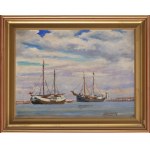 Stanisław Żurawski (1889 Krosno - 1976 Cracovie), Voiliers au port
