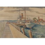 Antoni Wippel (1882 Mikuszowice - 1969 ), In the port on Hel , 1928