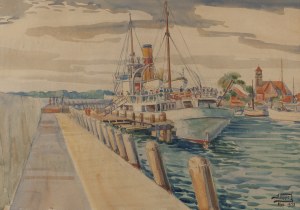 Antoni Wippel (1882 Mikuszowice - 1969 ), W porcie na Helu , 1928