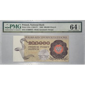 PRL, 200000 Złotych 1989, Seria-A, PMG 64 EPQ