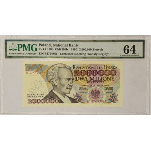 Third Republic of Poland, 2,000,000 Złoty, 1992, Series B, PMG 64