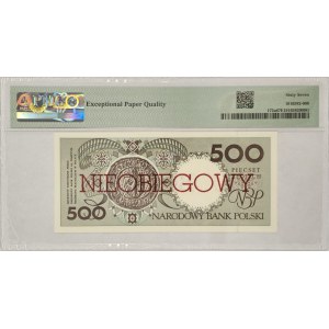 500 zlotých, série E z roku 1990, PMG 67 EPQ, NEOBĚHOVÁ
