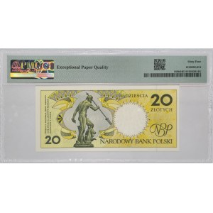 20 zlotých, série A z roku 1990, PMG 64EPQ, Gdaňsk