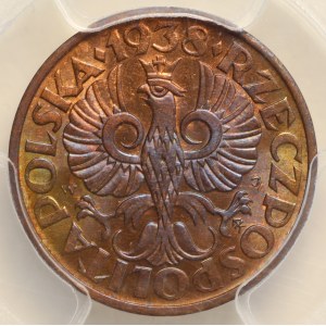 Seconde République polonaise, 2 groszy 1938, PCGS MS 65 RB