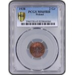 Seconde République polonaise, 2 groszy 1938, PCGS MS 65 RB