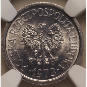 République populaire de Pologne, 10 groszy 1973, avec la marque de l'atelier monétaire, NGC MS 65