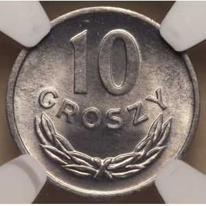 République populaire de Pologne, 10 groszy 1973, avec la marque de l'atelier monétaire, NGC MS 65