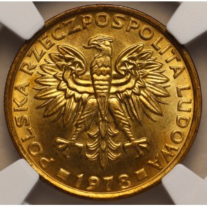 République populaire de Pologne, 2 zlotys de 1978 sans marque, NGC MS 65, fantôme au revers
